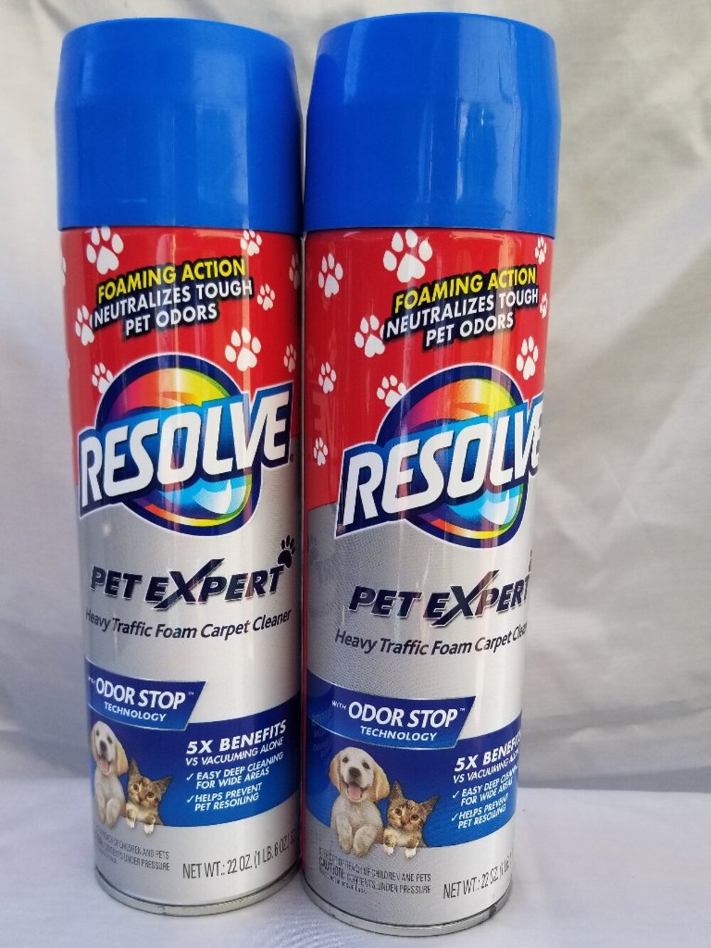2 Cans Resolve Pet Expert Heavy Traffic Foam Carpet Cleaner Odor Stop Brand New